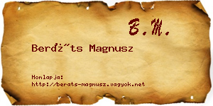 Beráts Magnusz névjegykártya